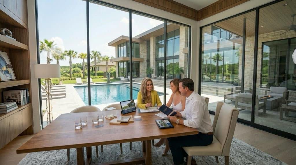Going through the numbers with sellers at a Houston home